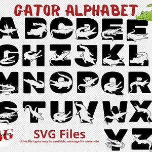 Alligator Alphabet Bundle SVG, Gators  ABC Alphabet, Alligator  Letters Svg, Cut Files,  Gator Monogram