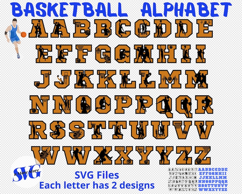 Basketball Alphabet Bundle SVG, Basketball ABC Alphabet, Hoops Letters ...