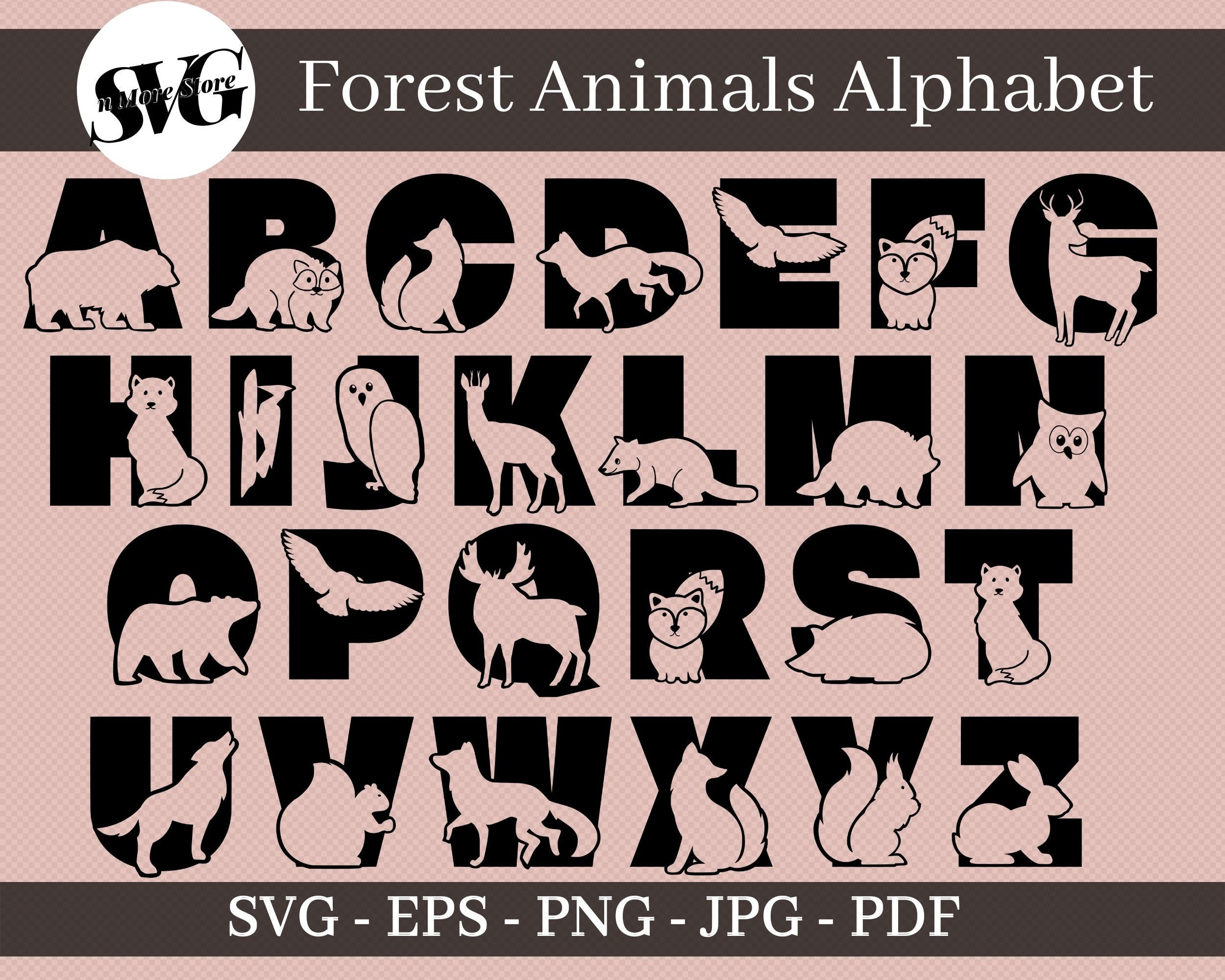 Forest Animals Alphabet SVG PNG EPS Jpg Pdf Cut Files | Etsy
