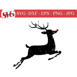 Distressed Rudolph Reindeer SVG   - Christmas Ornament SVG - Sant&#39;s Reindeer