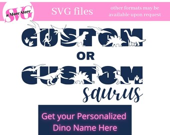Nome Dino SVG personalizzato fatto per te - Nome dinosauro personalizzato SVG