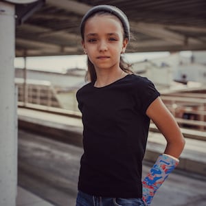 Youth Cast Cover | Arm | Watercolor Camouflage Blue