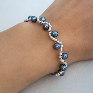 AAA Pfau Perlen Armband: Sterling Silber Perlen Schmuck