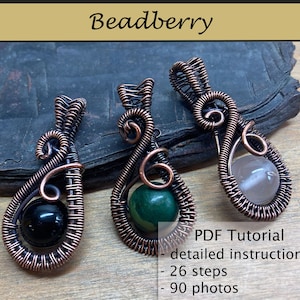 Wire Wrapping Bead Pendant PDF Jewelry Tutorial Beadberry, Jewelry Making Wire Wrapped Bead Pendant Beginner Digital Download PDF Tutorial