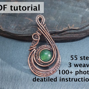 Wire Wrapping Bead Pendant PDF Jewelry Tutorial Elegance, Jewelry Making Wire Wrapped Bead Pendant Digital Download PDF Tutorial