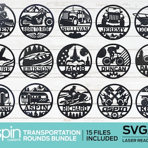 Transport Runden Bundle - Digitale Laser bereit Dateien - SVG / AI - 15 Designs