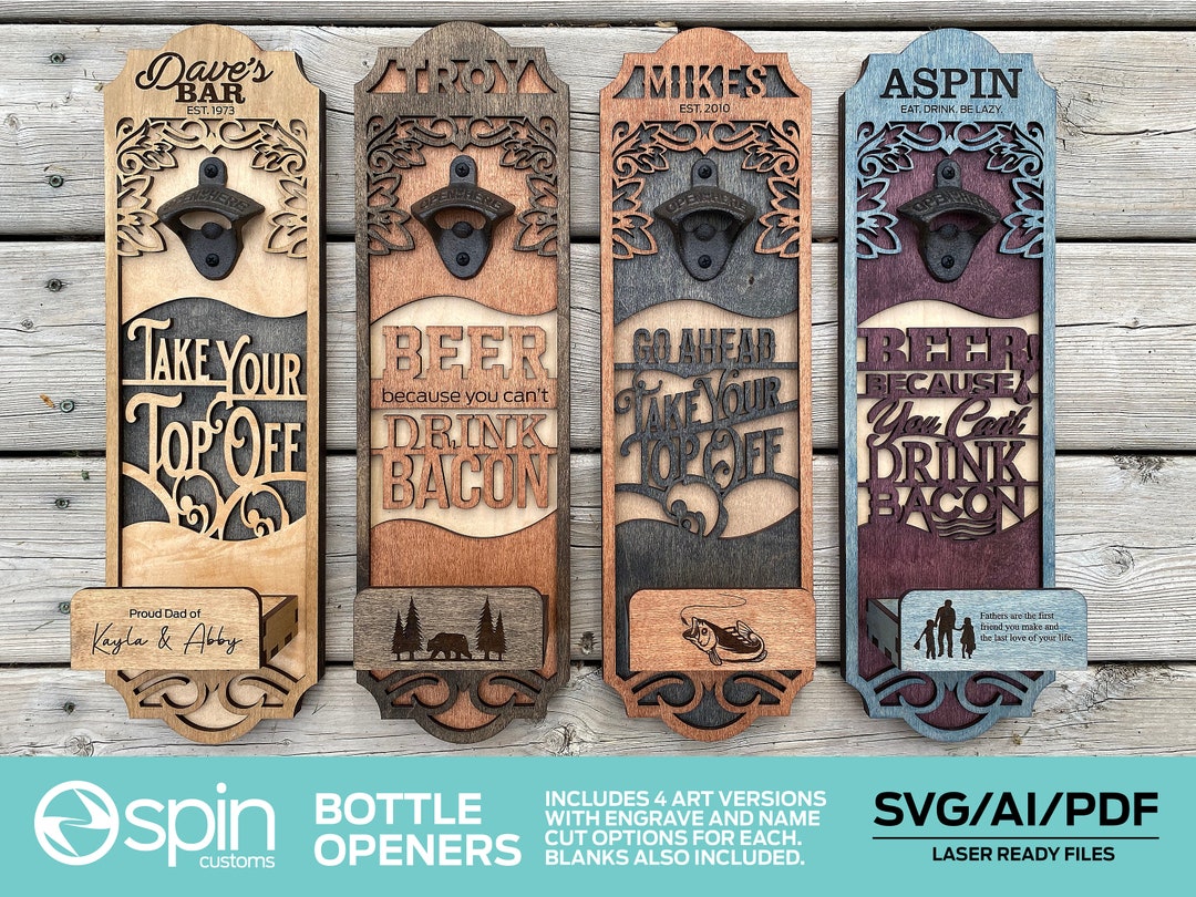Bottle Openers 4 Variations digital Laser Ready File SVG/AI/PDF Etsy