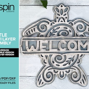 Multi-Layer Assemble and Non Assemble Turtle Sign - Laser Cut File