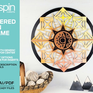Design SUN a strati da 17" rotondo - Progettato per essere assemblato per la stampa su Glowforge Basic - Disponibile anche la versione normale non assemblata