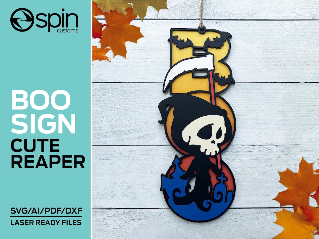 Letrero BOO de REAPER Halloween Archivo compatible con láser Glowforge ...