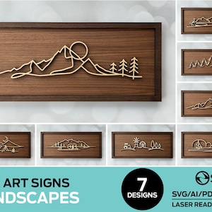 Landscapes Line Art Signs - 7 Designs - Glowforge and Lightburn Tested - For all Lasers