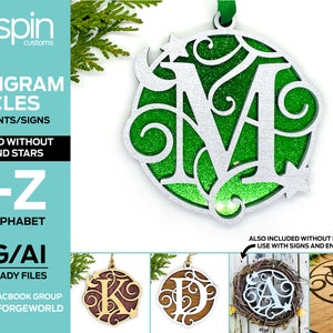 Circle Monograms/Ornaments FULL ALPHABET - Laser Ready File - SVG - Glowforge