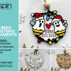Ozdoby Boo Bees na Boże Narodzenie - plik gotowy do obróbki laserowej - przetestowane przez Glowforge i Lightburn