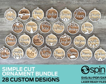 Décorations de Noël à découper facilement - 28 MODÈLES DIFFÉRENTS ! - Compatibles avec Glowforge et autres découpeuses laser