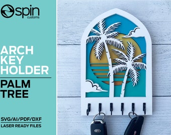 Palm Trees Arch Key Hanger or Decor - Laser Ready file - Glowforge and All Lasers