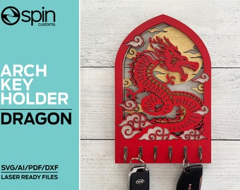 Dragon Arch Key Hanger or Decor - Laser Ready file - Glowforge and All Lasers