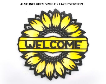 Multi-layer Assemble and Non Assemble Sunflower Sign - Laser Cut