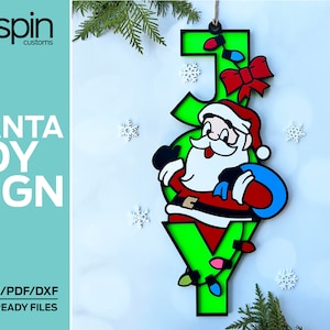 Santa JOY Sign - Christmas - Laser ready file - Glowforge and Lightburn Tested