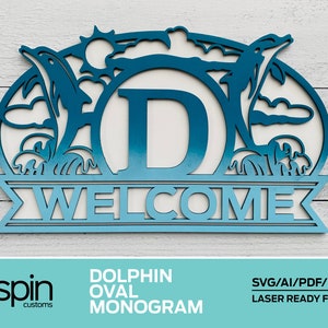 Delfin Oval Monogramm - Laser Cut Files - Individuell einstellbar