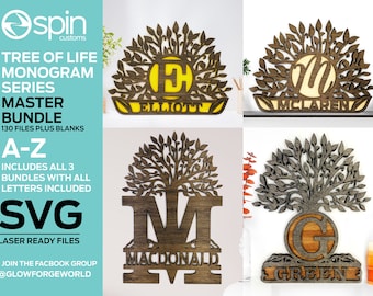 Tree of Life Monogram - MASTER BUNDLE - SVG - Laser Ready Files - Glowforge