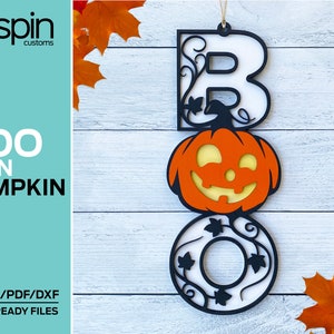 Pumpkin Jack O Latern BOO Sign - Halloween - Laser ready file - Glowforge and other lasers