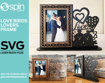 Love Birds Frame - Laser Ready Digital File - Glowforge and All Laser cutters