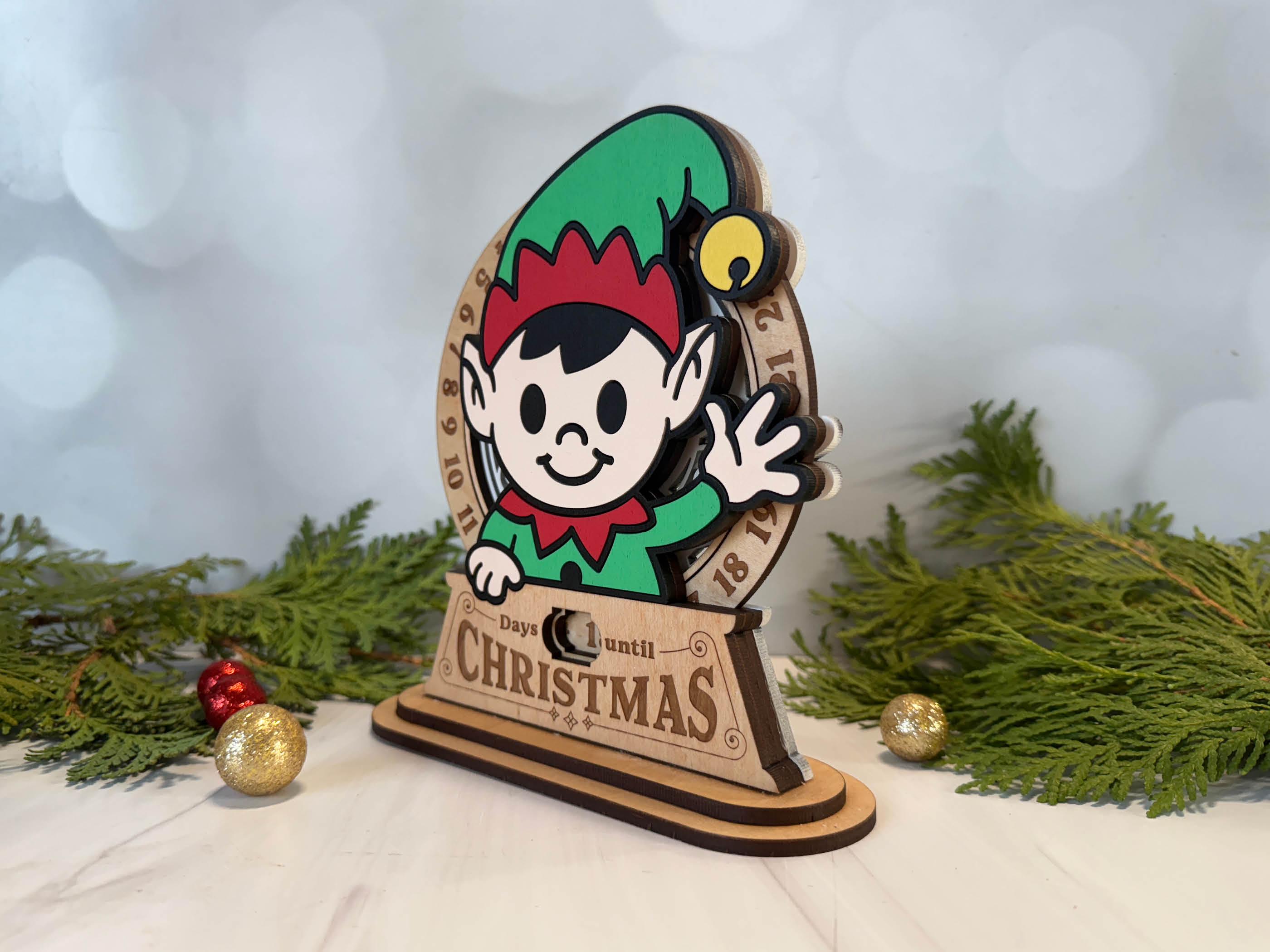 Elf Christmas Countdown Advent Calendar Stand - 2 Variations - Laser ...