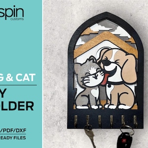 Arco para colgar llaves o decoración con forma de perro y gato: archivo compatible con láser: Glowforge y All Lasers