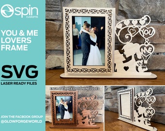 You & Me Lovers Frame - Laser Ready Digital File - Glowforge and All Laser cutters