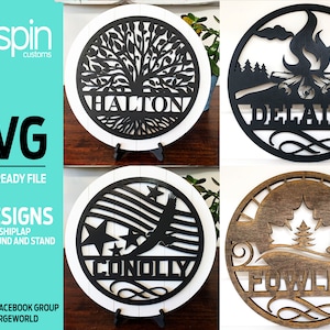 Decor Bundle Round Sign Set - Personalized - 11 Designs - Laser Ready Digital File - SVG - Glowforge