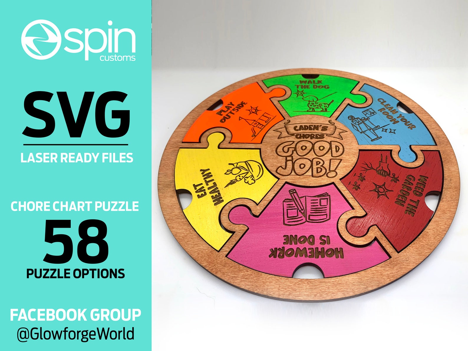 Digital Laser File for Custom Unique Chore Chart Round Puzzle Etsy