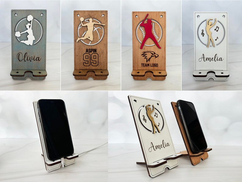 Sports and Recreation Cell Phone Stands 66 Designs Laser Ready File Glowforge and Lightburn Tested image 2