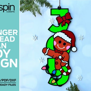 Gingerbread Man JOY Sign - Christmas - Laser ready file - Glowforge and Lightburn Tested