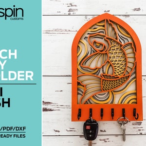 Koi-boogsleutelhanger of -decor - lasergereed bestand - Glowforge en alle lasers