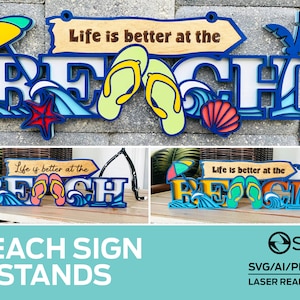 Beach Sign and Stands - Laser Cut Files - Glowforge and All Lasers
