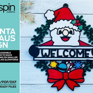 Layered Assemble and Non Assemble Santa Sign - Laser Cut File - Glowforge and All Laser Cutters