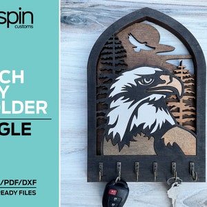 Colgador de llaves o decoración con forma de arco de águila - Archivo compatible con láser - Glowforge y todos los láseres