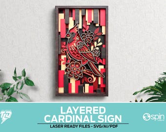 Sinal cardinal em camadas - Arquivo pronto para corte a laser - Todos os lasers
