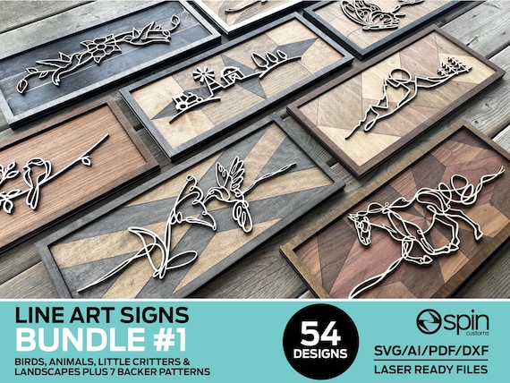 BUNDLE #1 - Line Art Signs - 54 Designs - Glowforge and Lightburn