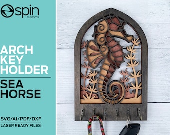 Seahorse Arch Key Hanger or Decor - Laser Ready file - Glowforge and All Lasers