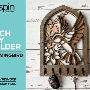 Kolibrieboogsleutelhanger of -decor - lasergereed bestand - Glowforge en alle lasers