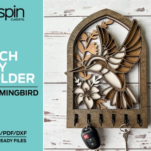 Hummingbird Arch Key Hanger or Decor - Laser Ready file - Glowforge and All Lasers