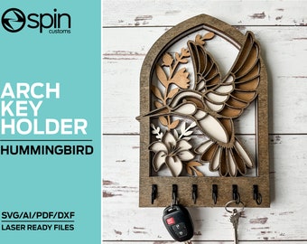 Hummingbird Arch Key Hanger or Decor - Laser Ready file - Glowforge and All Lasers