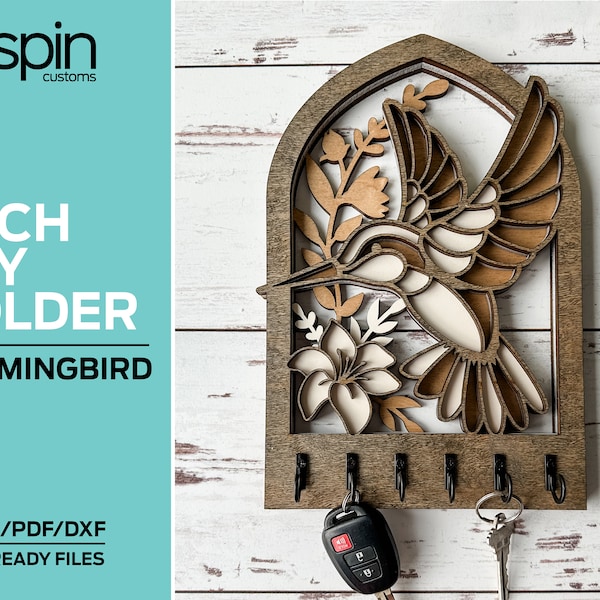Hummingbird Arch Key Hanger or Decor - Laser Ready file - Glowforge and All Lasers