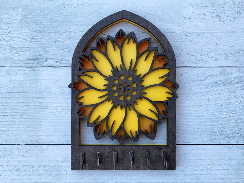 Sunflower Arch Key Hanger or Decor - Laser Ready File - Glowforge and ...