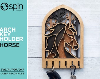 Horse Arch Key Hanger or Decor - Laser Ready file - Glowforge and All Lasers