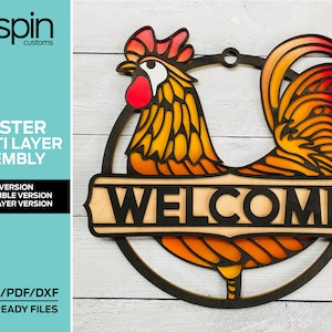 Multi-Layer Assemble and Non Assemble Rooster/Chicken Sign - Laser Cut File