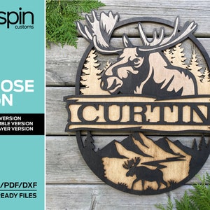 Moose Layered Assemble and Non Assemble sign - Laser Cut File