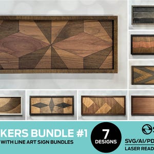 PAQUETE DE PATROCINADORES N.° 1 - para letreros de arte lineal - 7 diseños - Probado con Glowforge y Lightburn - Para todos los láseres