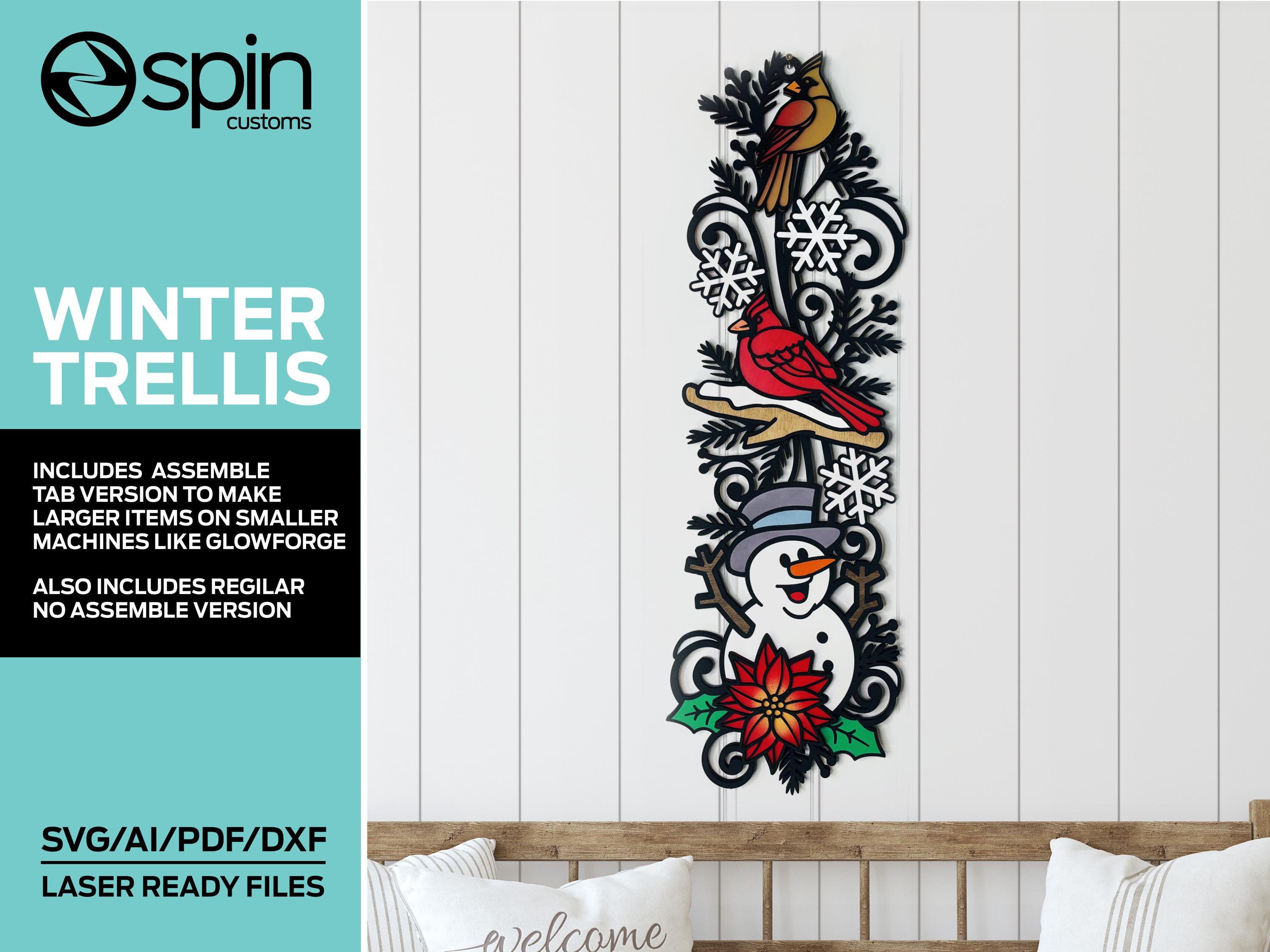 Winter Theme Vertical Trellis - Layered Assemble and Non Assemble sign - Laser Cut File - Glowforge and all Laser Cutters